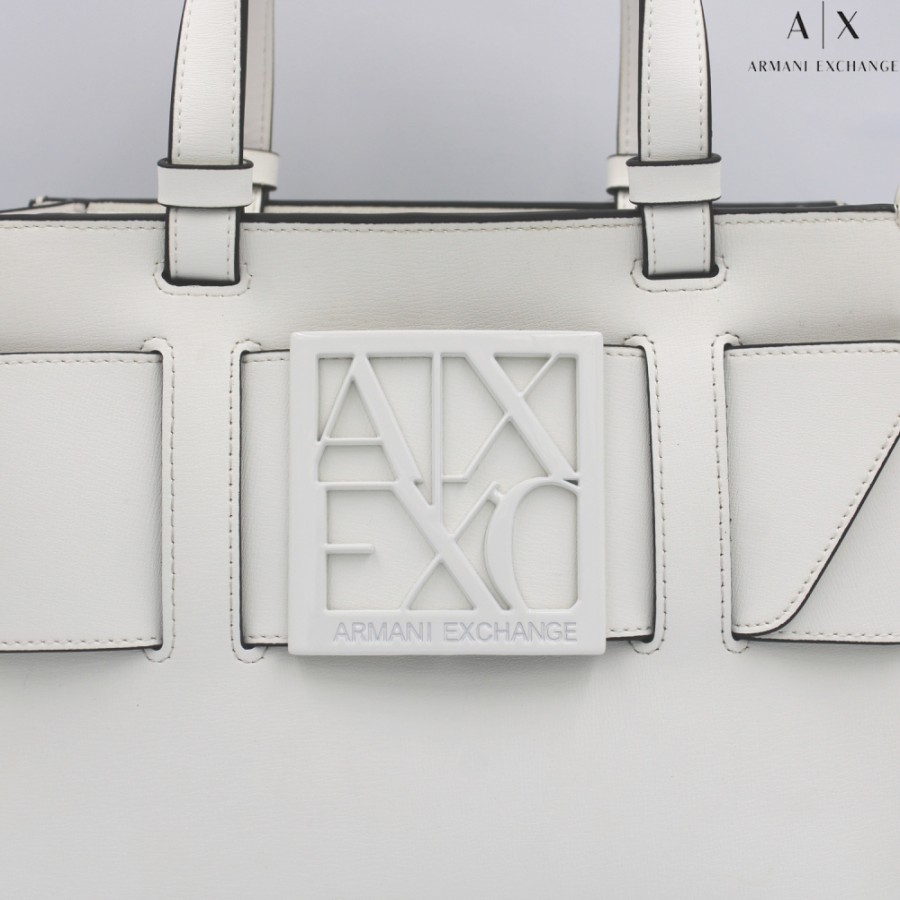 Ladies Bags Armani Exchange | Armani Exchange White Elegant Small Tote Bag 9426900A874126410