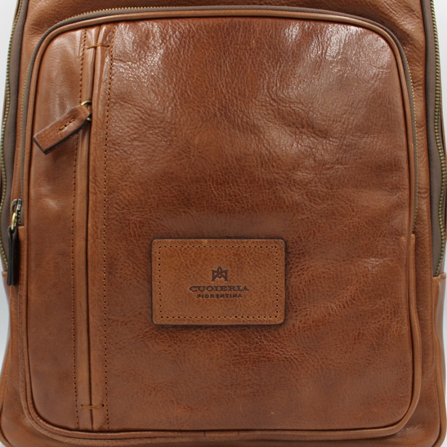 Mens Bags Cuoieria Fiorentina | Cuoieria Fiorentina Men'S Brown Vegetable Tanned Tuscan Leather Large Backpack B000005739040