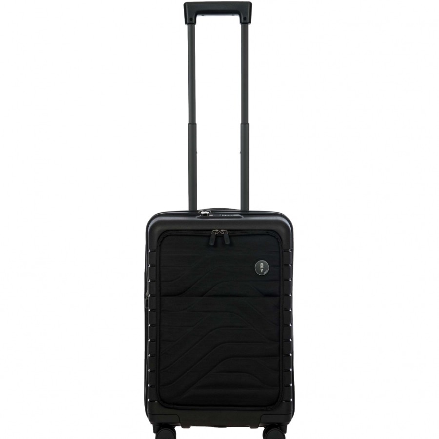 Luggage: Travel Bags And Suitcases BRIC'S BY | Bric'S By Ulisse Black Carry-On Spinner Suitcase, Expandable, With Pocket, S 55 Cm / 21.7 B1Y08428.001