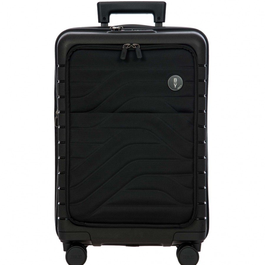 Luggage: Travel Bags And Suitcases BRIC'S BY | Bric'S By Ulisse Black Carry-On Spinner Suitcase, Expandable, With Pocket, S 55 Cm / 21.7 B1Y08428.001