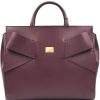 Ladies Bags Blumarine | Blumarine Elegant Plum Color Leather Handbag Decorated With A Bow B83Pwb560052090