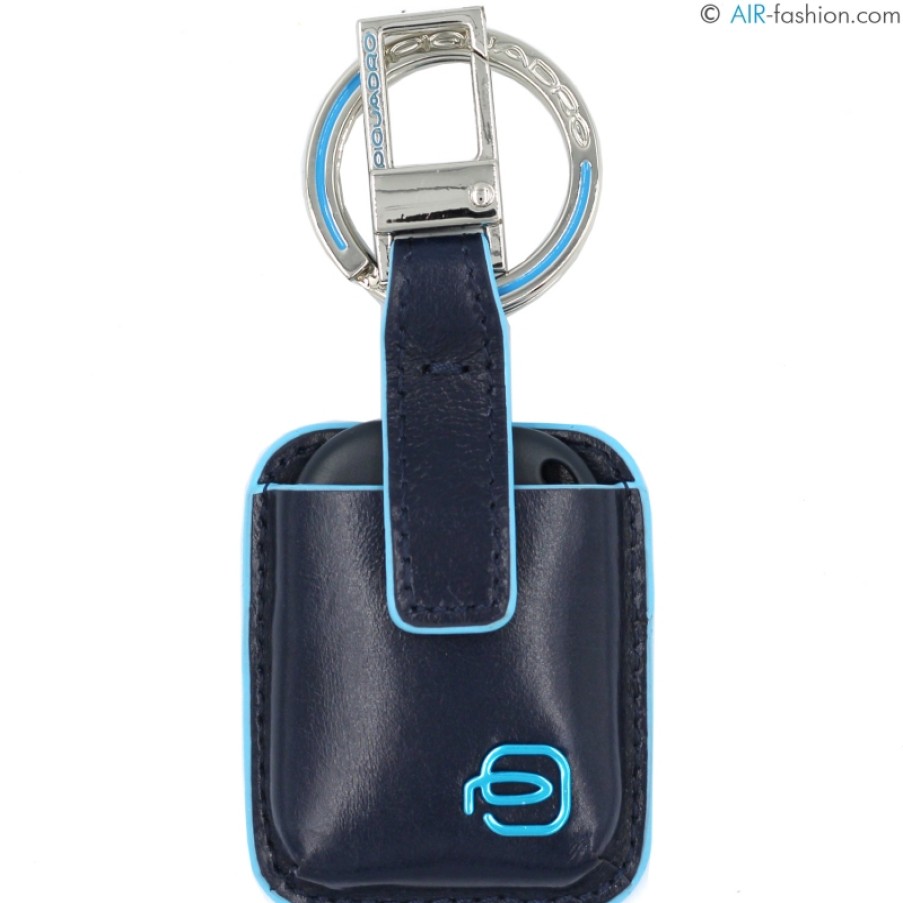 Mens Accessories PIQUADRO | Piquadro Keychain Of Blue Leather With Inside Alarm Device Ac3954B2/T/Blu2