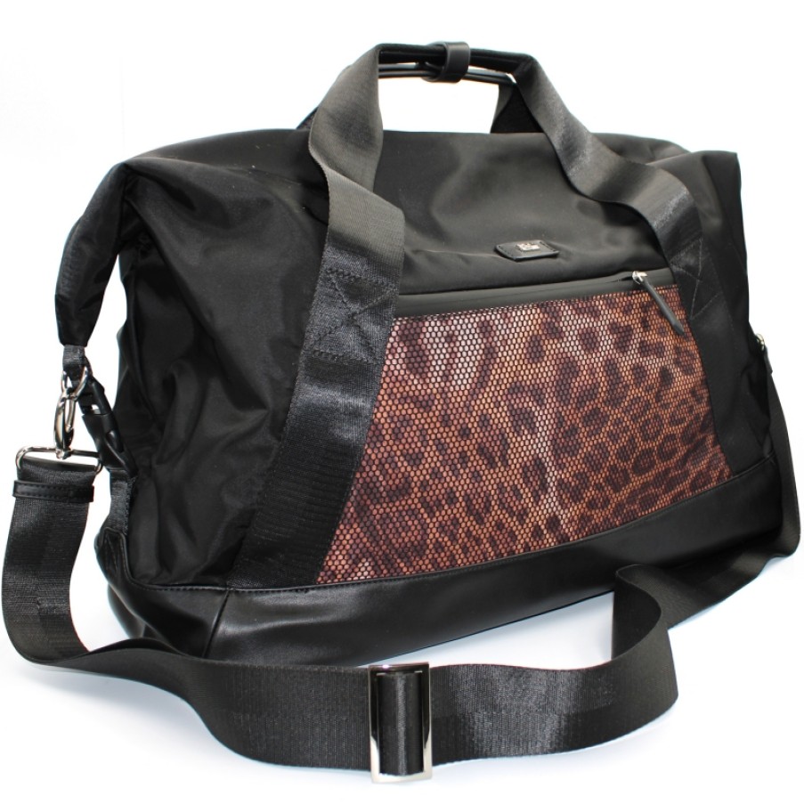 Luggage: Travel Bags And Suitcases Cavalli CLASS | Cavalli Class Travel Bag / Weekend / Duffle Bag Of Black Nylon With Leopard Print C2Apmcsv005Zd38