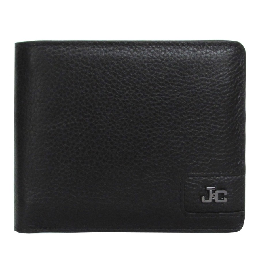 Mens Accessories J&C Jackyceline | J&C Jackyceline Black Leather Men'S Wallet With Compartment For Coins Cop168-02-Black