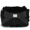 Ladies Bags Blumarine | Blumarine Black Fur Designer Mini Bag Decorated With Bow B83Pwb580012999