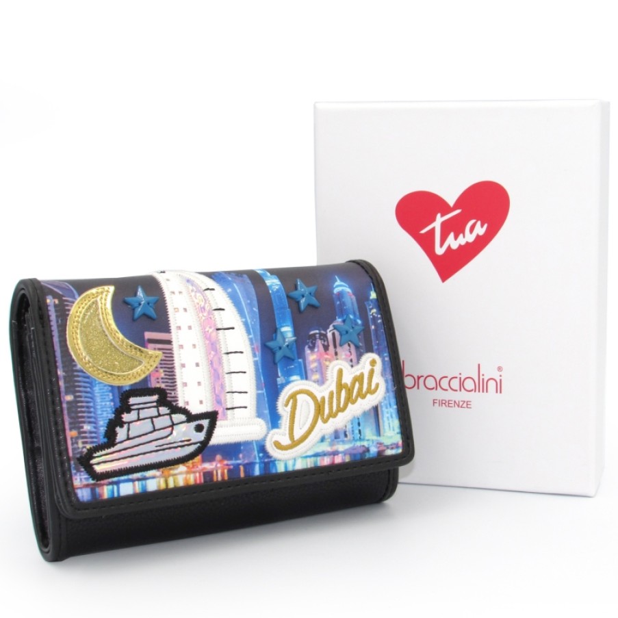 Ladies Accessories Braccialini TUA | Braccialini Tua Women'S Wallet With Collage Of Postcard With Dubai B12948_58