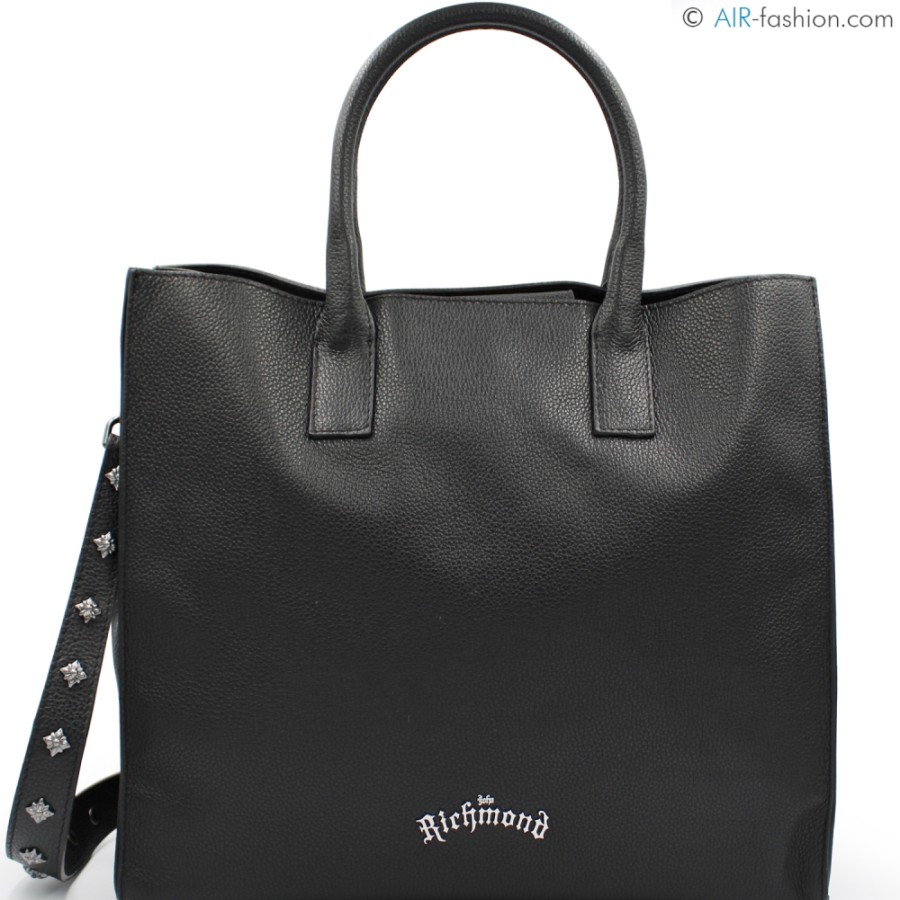 Ladies Bags John Richmond | John Richmond Shopper Bag Of Black Genuine Leather, Made In Italy Jr-W-1070