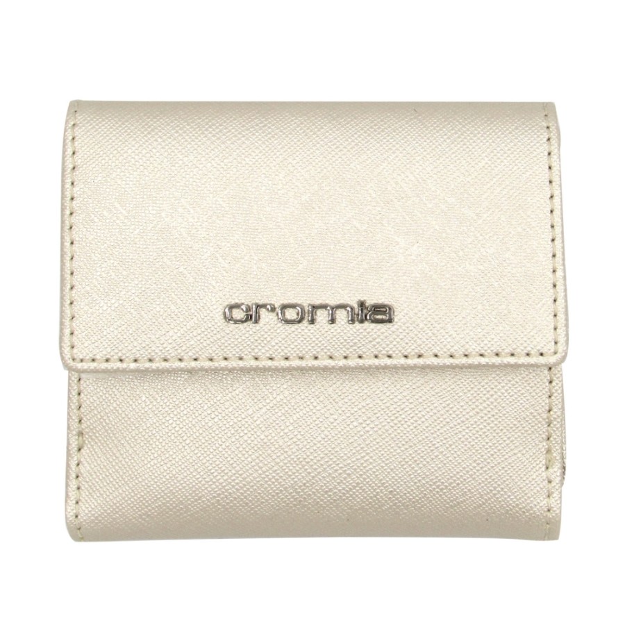 Ladies Accessories CROMIA | Cromia Women'S Pearl Leather Mini Wallet With Coin Pocket Made In Italy 26B0633 Perl