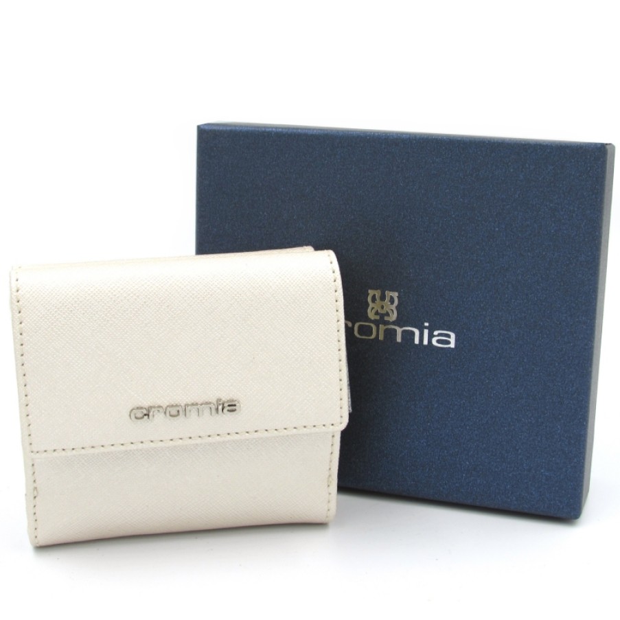 Ladies Accessories CROMIA | Cromia Women'S Pearl Leather Mini Wallet With Coin Pocket Made In Italy 26B0633 Perl