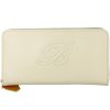 Ladies Accessories Blumarine | Blumarine Women'S Ivory-Colored Leather Zip-Around Wallet With Monogram B83Pwb571923010