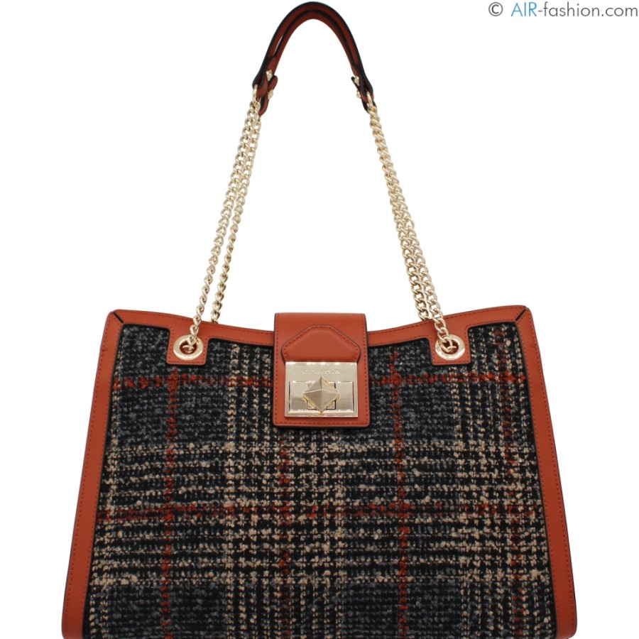 Ladies Bags Cromia | Cromia Shoulder Bag Of Leather And Fabric With Tartan Pattern 1405580