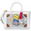 Ladies Bags Braccialini | Braccialini White Small Bag, With The Applique Of A Travel In Milan Diary B14860