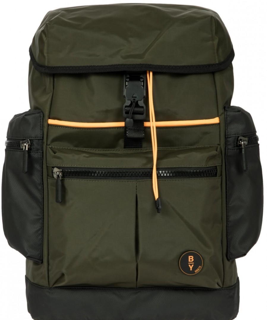 Mens Bags BRIC'S BY | Bric'S By Sport Style Backpack Of Olive & Black Nylon With Led Light B3Y04495.078