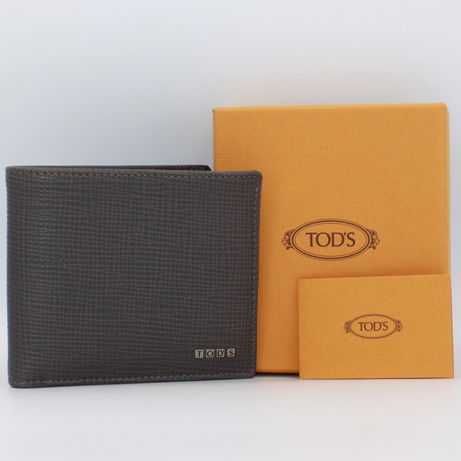 Mens Accessories TOD'S | Tod'S Men'S Wallet Of Textured Gray Leather, Made In Italy Xamletc03Z0Nphb408