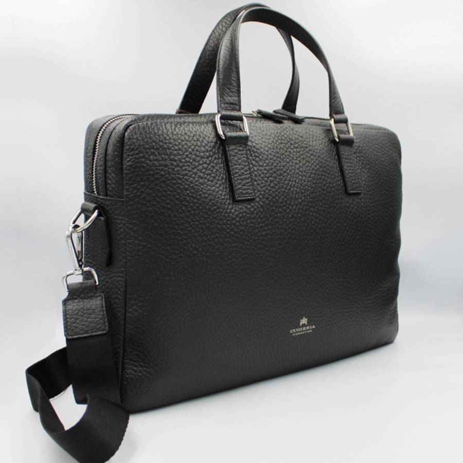 Business Bags Cuoieria Fiorentina | Cuoieria Fiorentina Black Grained Leather Business Bag For Laptop, Made In Italy Ca00005934009