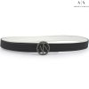 Ladies Accessories Armani Exchange | Armani Exchange Black Reversible In White Women'S Belt With Round Ax Buckle 9411180A877142520