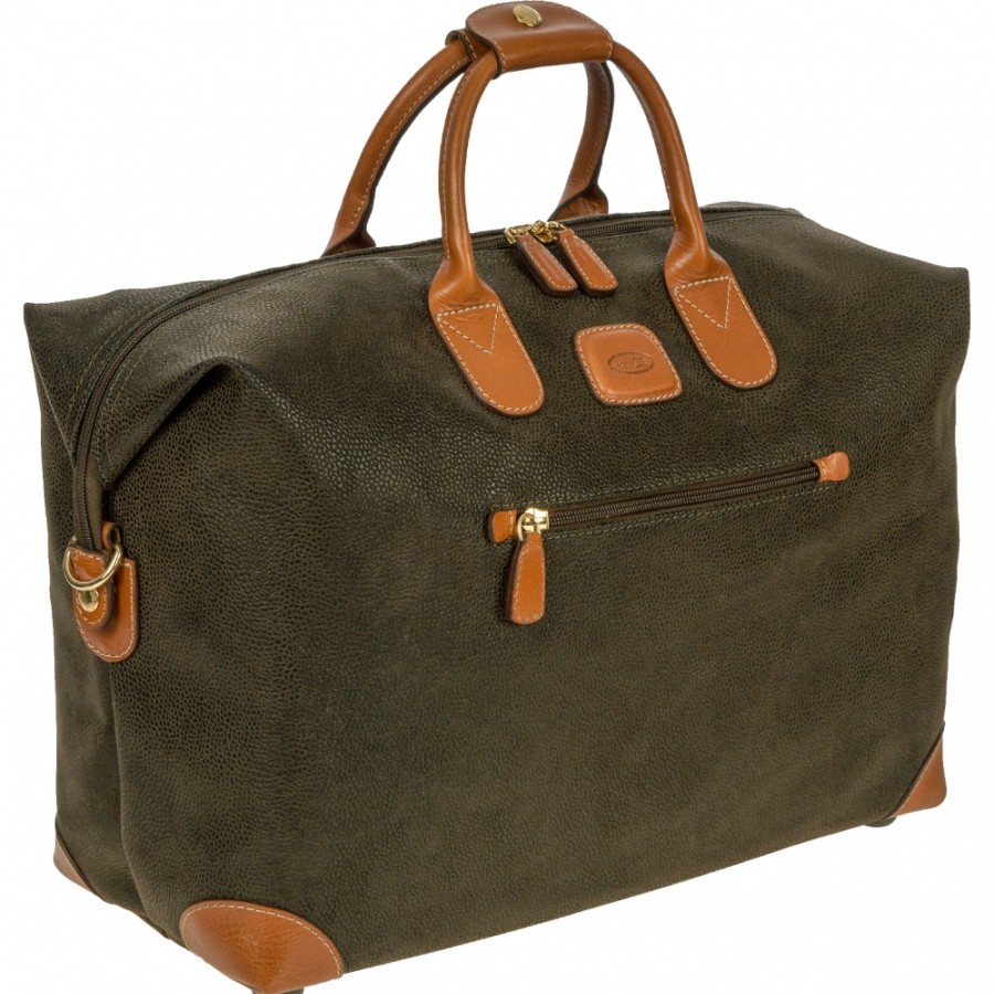 Luggage: Travel Bags And Suitcases BRIC'S | Bric'S Life Duffle Bag / Travel Bag Of Resistant Fabric & Leather, Olive Color, M Blf20203.378