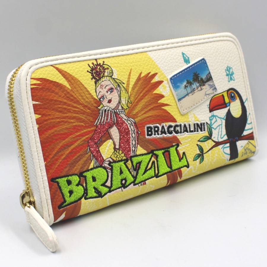 Ladies Accessories Braccialini | Braccialini Cartoline Zip-Around Wallet, Carnival In Brazil B17087_126-Ca