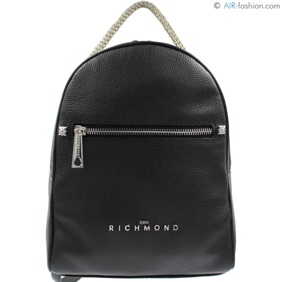 Ladies Bags John Richmond | John Richmond Women'S Black Leather Small Backpack, Made In Italy Jr-W-102