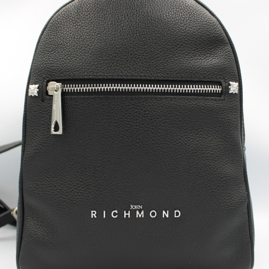 Ladies Bags John Richmond | John Richmond Women'S Black Leather Small Backpack, Made In Italy Jr-W-102