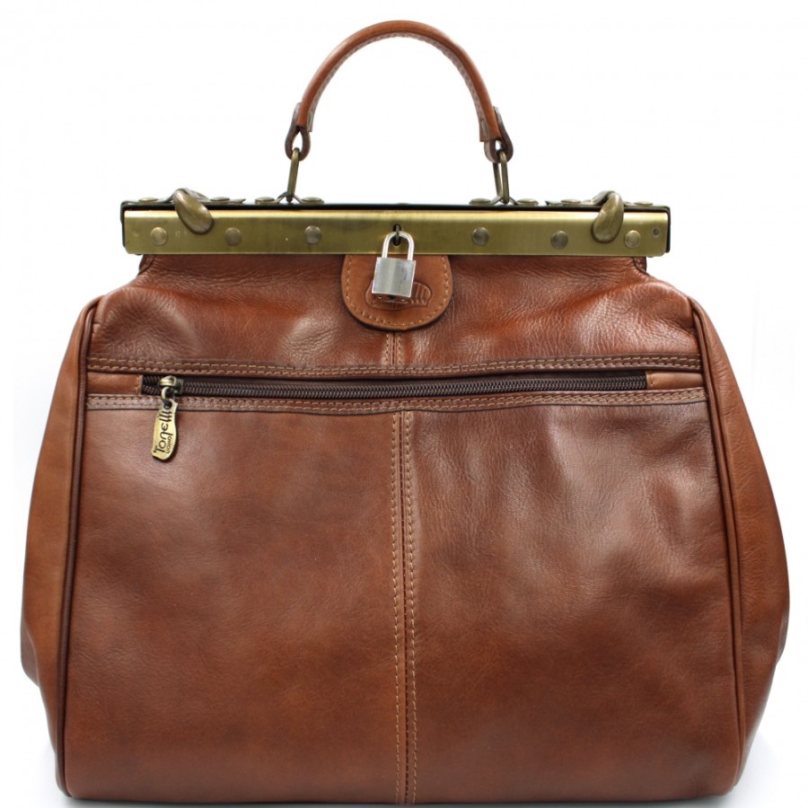 Vintage-Style Bags And Accessories Tonelli Uomo | Tonelli Uomo Brown Leather Travel Bag In Vintage Style Made In Italy 2973