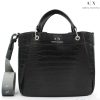 Ladies Bags Armani Exchange | Armani Exchange Black Mini Tote Bag With Croc Pattern 9429113F784100020