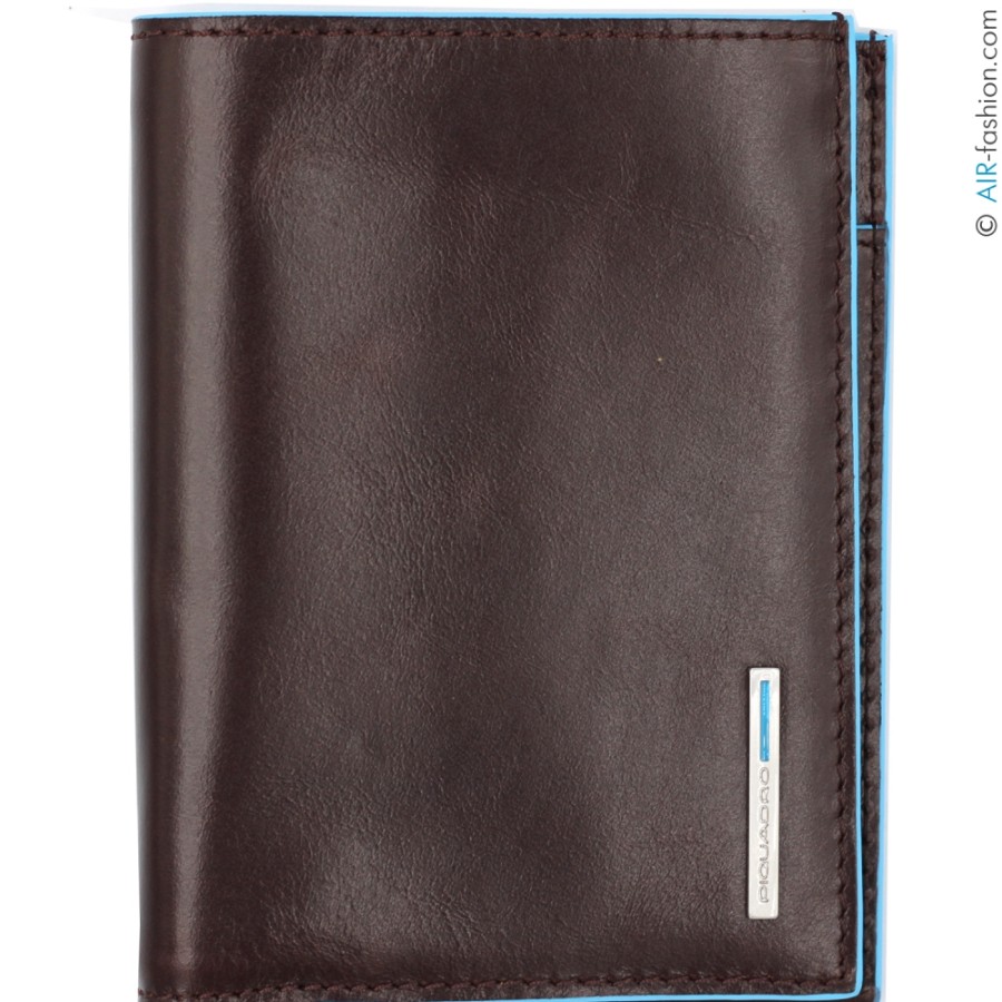 Mens Accessories PIQUADRO | Piquadro Men'S Vertical Wallet Of Brown Leather, For Credit Cards And Banknotes Pu1393B2/Mo