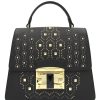 Ladies Bags Cromia | Cromia Black Leather Mini Bag With Studs And Rivets Applique 1403883Nero