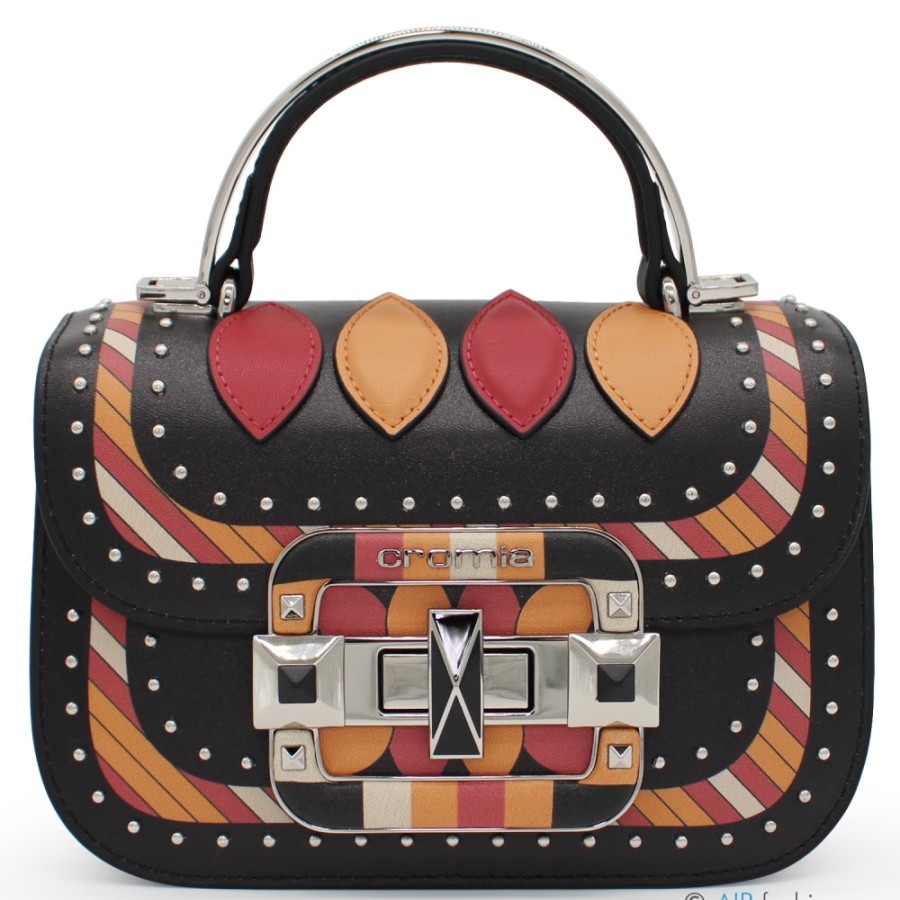 Ladies Bags Cromia | Cromia Women'S Leather Flap Bag With Geometric Avant-Garde Pattern 1405529