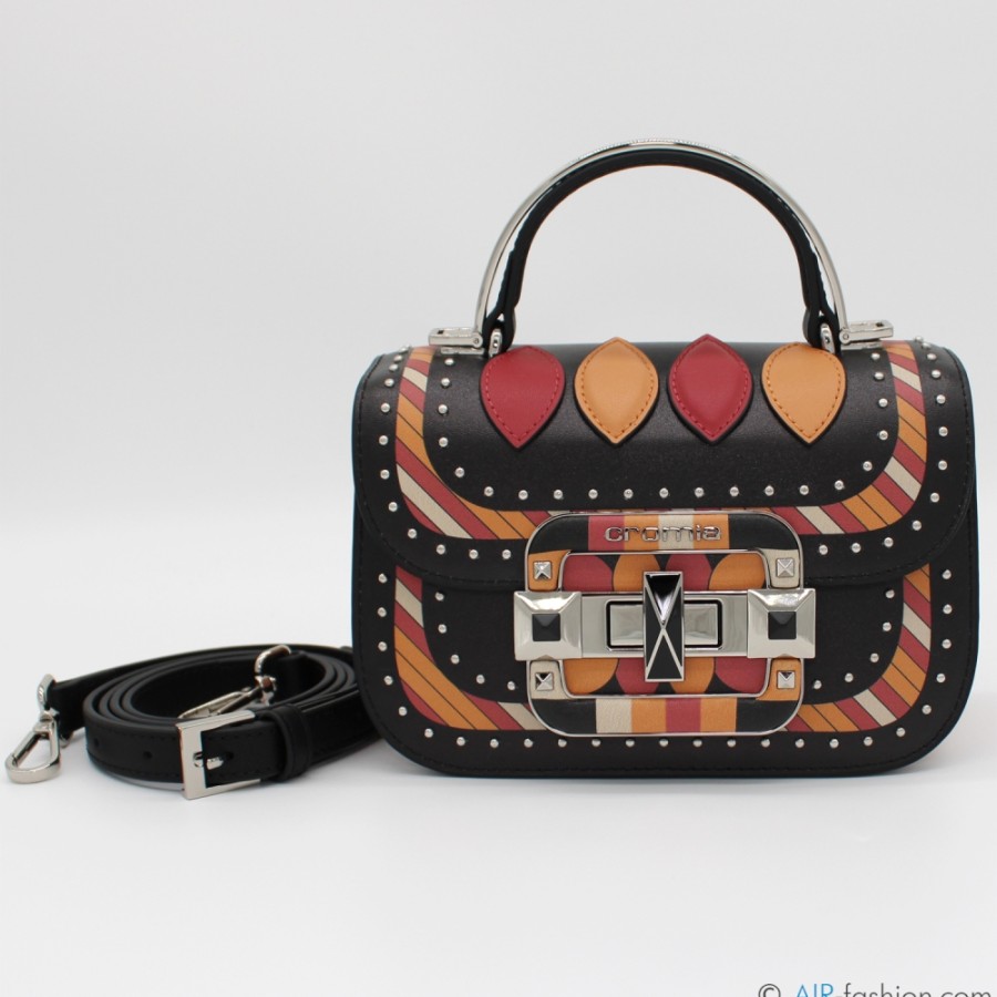 Ladies Bags Cromia | Cromia Women'S Leather Flap Bag With Geometric Avant-Garde Pattern 1405529