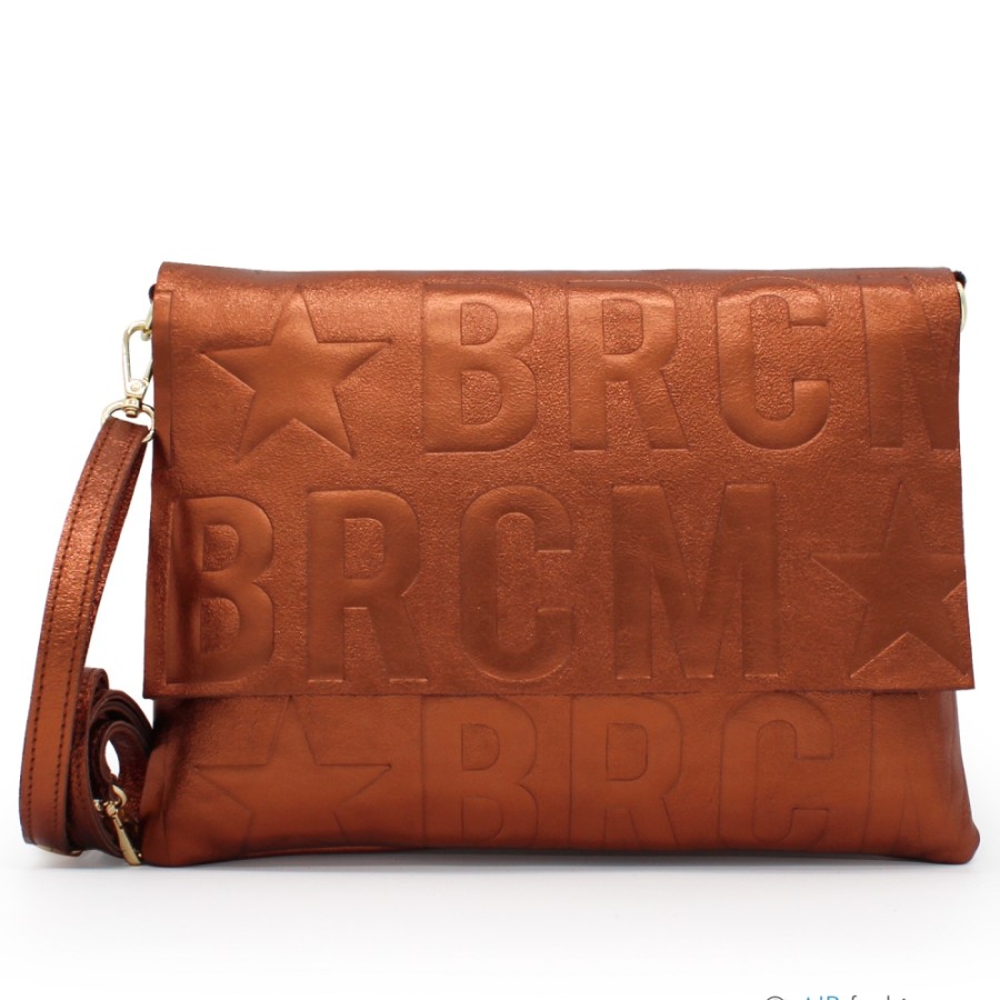 Ladies Bags M*BRC | M*Brc Maxi-Clutch Shoulder Bag Of Bronze Coloured Leather F260_Bronzo