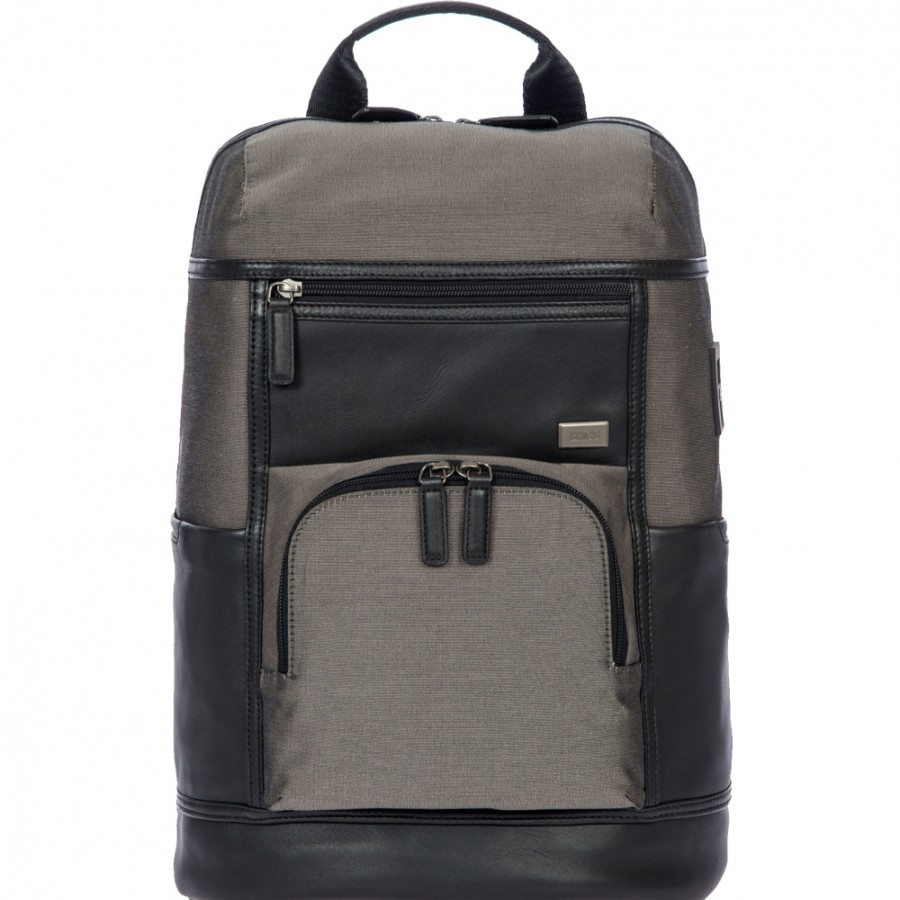 Mens Bags BRIC'S | Bric'S Men'S Black & Gray Laptop Backpack, With Usb Slot, Of Nylon & Leather, L Br207703.104