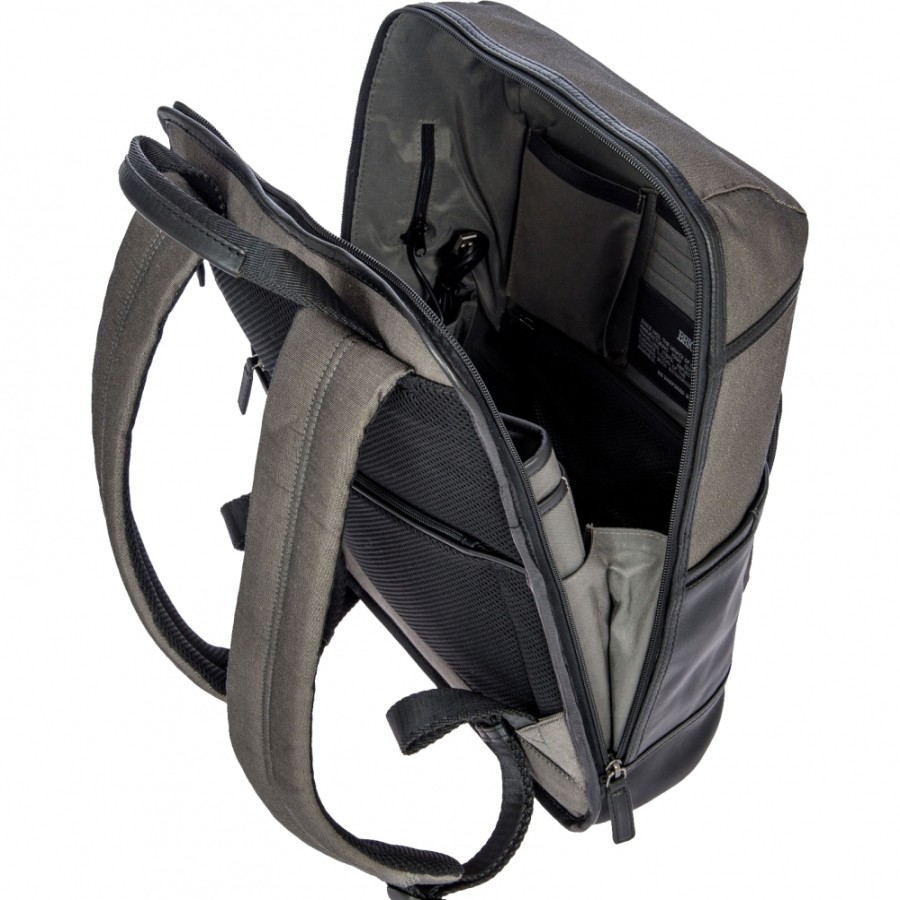 Mens Bags BRIC'S | Bric'S Men'S Black & Gray Laptop Backpack, With Usb Slot, Of Nylon & Leather, L Br207703.104