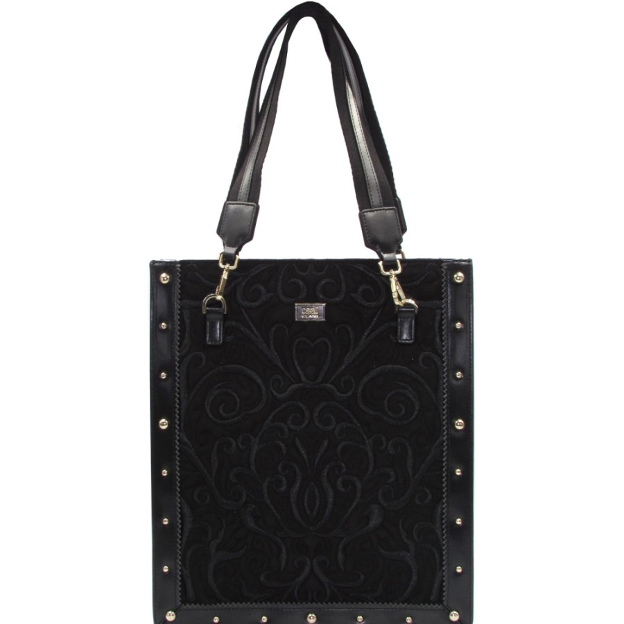 Ladies Bags Cavalli CLASS | Cavalli Class Black Tote Bag With Ornamental Embroidery C83Pwcrh0062999