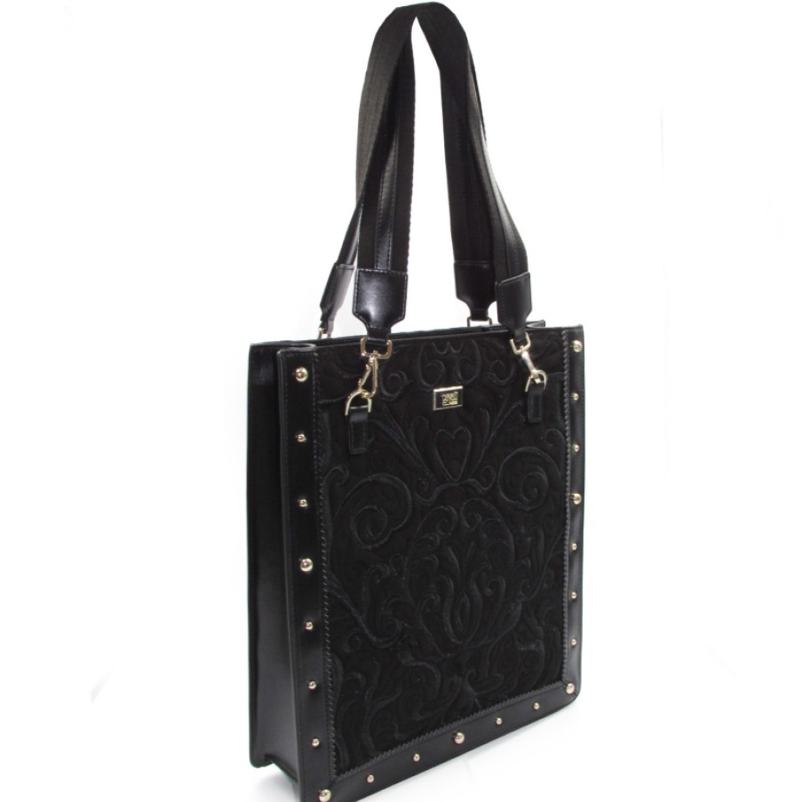 Ladies Bags Cavalli CLASS | Cavalli Class Black Tote Bag With Ornamental Embroidery C83Pwcrh0062999