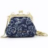 Ladies Bags Cromia | Cromia Purse / Clutch Bag In Vintage Style, Of Blue Jacquard Fabric 2600260