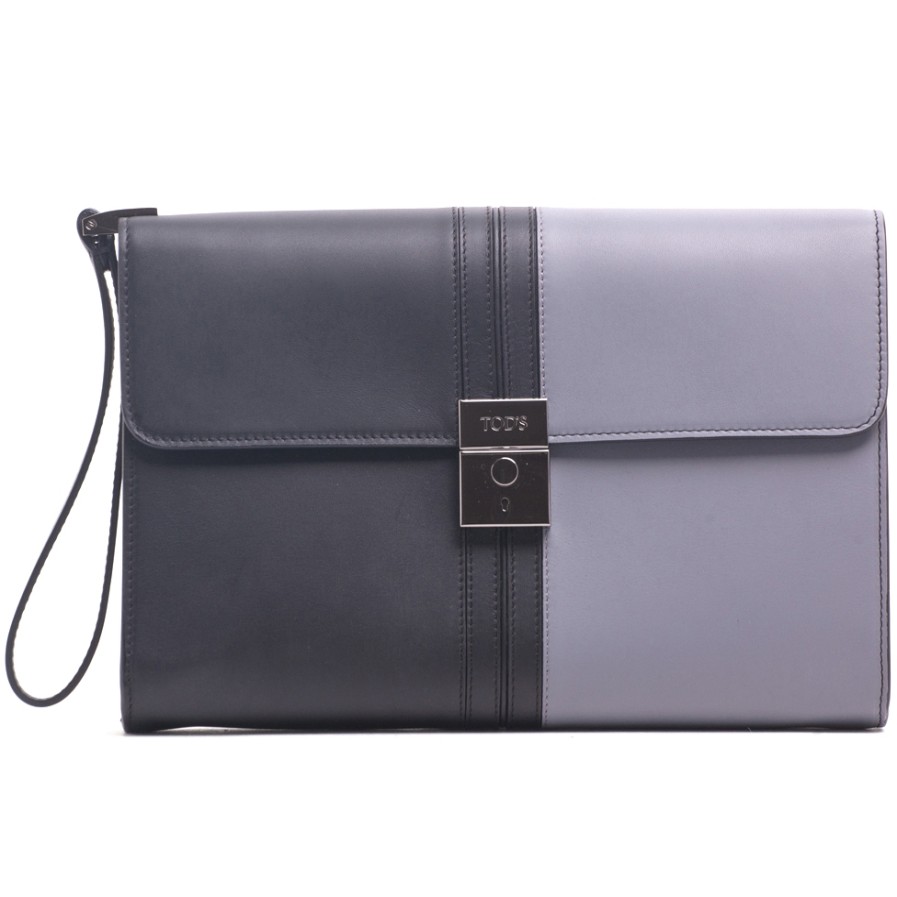 Mens Bags TOD'S | Tod'S Men'S Luxury Mini Handbag Of Grey & Black Leather Xamlesda401Top1972