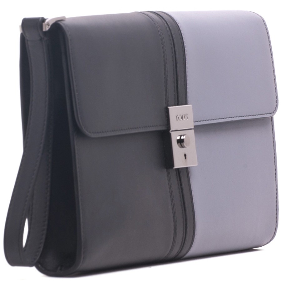 Mens Bags TOD'S | Tod'S Men'S Luxury Mini Handbag Of Grey & Black Leather Xamlesda401Top1972