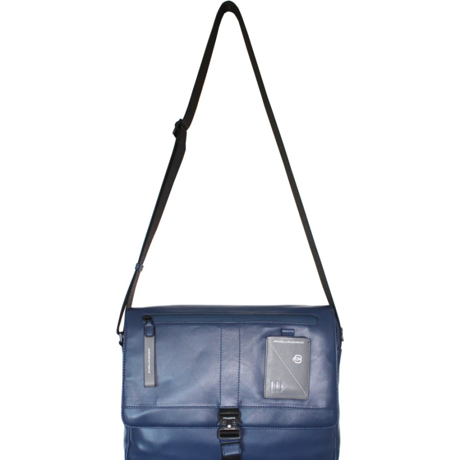 Mens Bags PIQUADRO | Piquadro Men'S Blue Leather Messenger Bag With Laptop & Ipad Pockets Ca4639W97/Blu