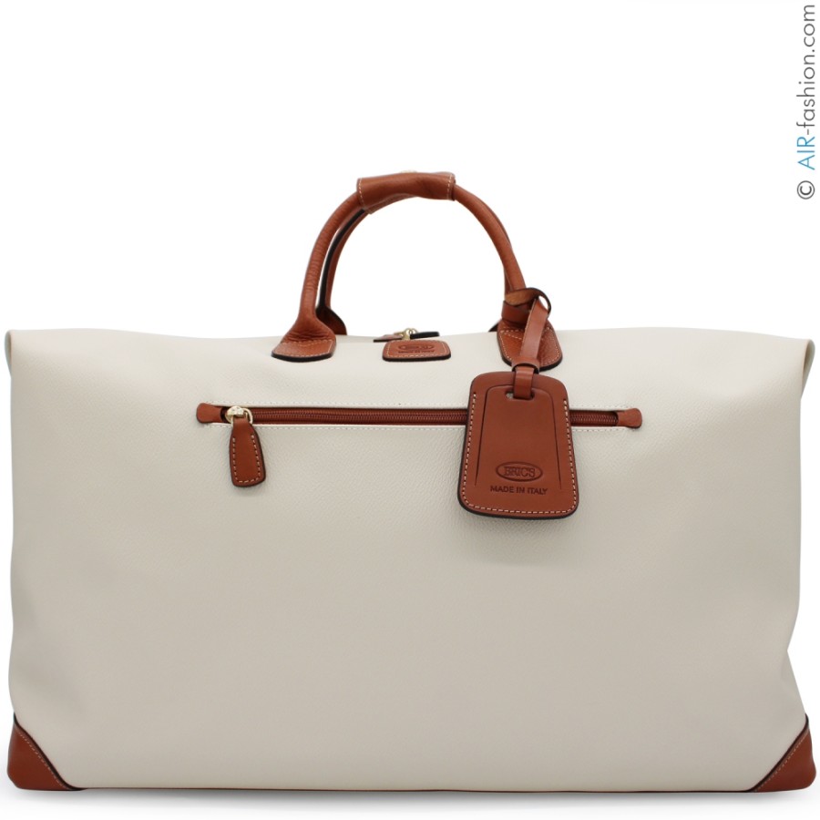 Luggage: Travel Bags And Suitcases BRIC'S | Bric'S Firenze Cream Colored Travel Bag With Brown Leather Details Large Bbj20202.014