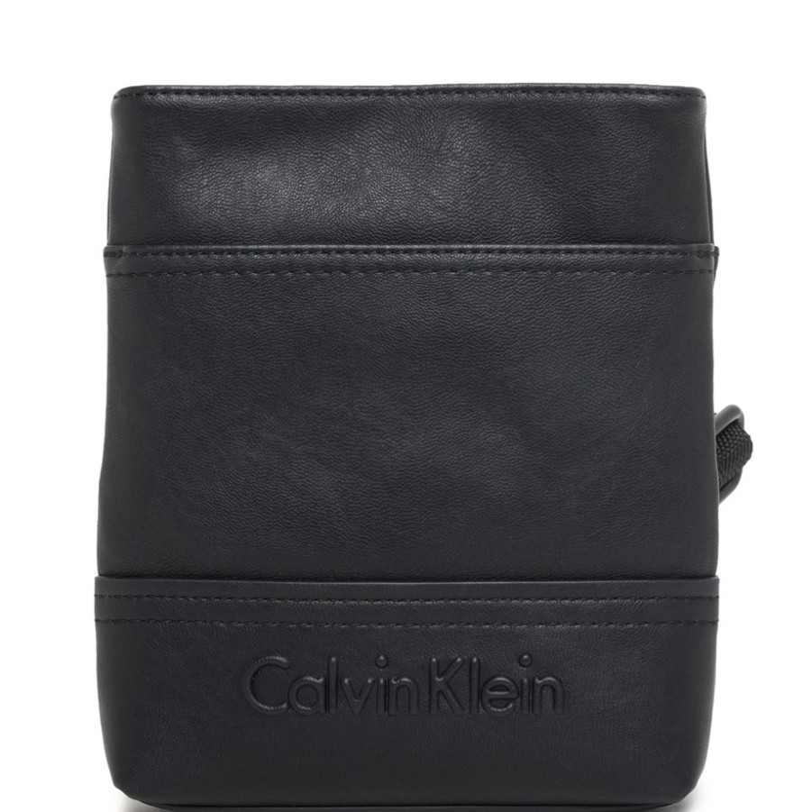 Mens Bags CK Calvin Klein | Ck Calvin Klein Men'S Black Flat Small Crossbody Shoulder Bag K50K502509-001