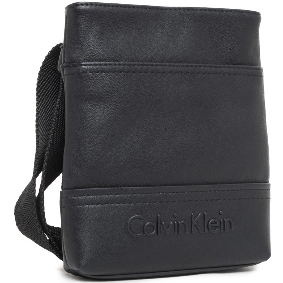 Mens Bags CK Calvin Klein | Ck Calvin Klein Men'S Black Flat Small Crossbody Shoulder Bag K50K502509-001