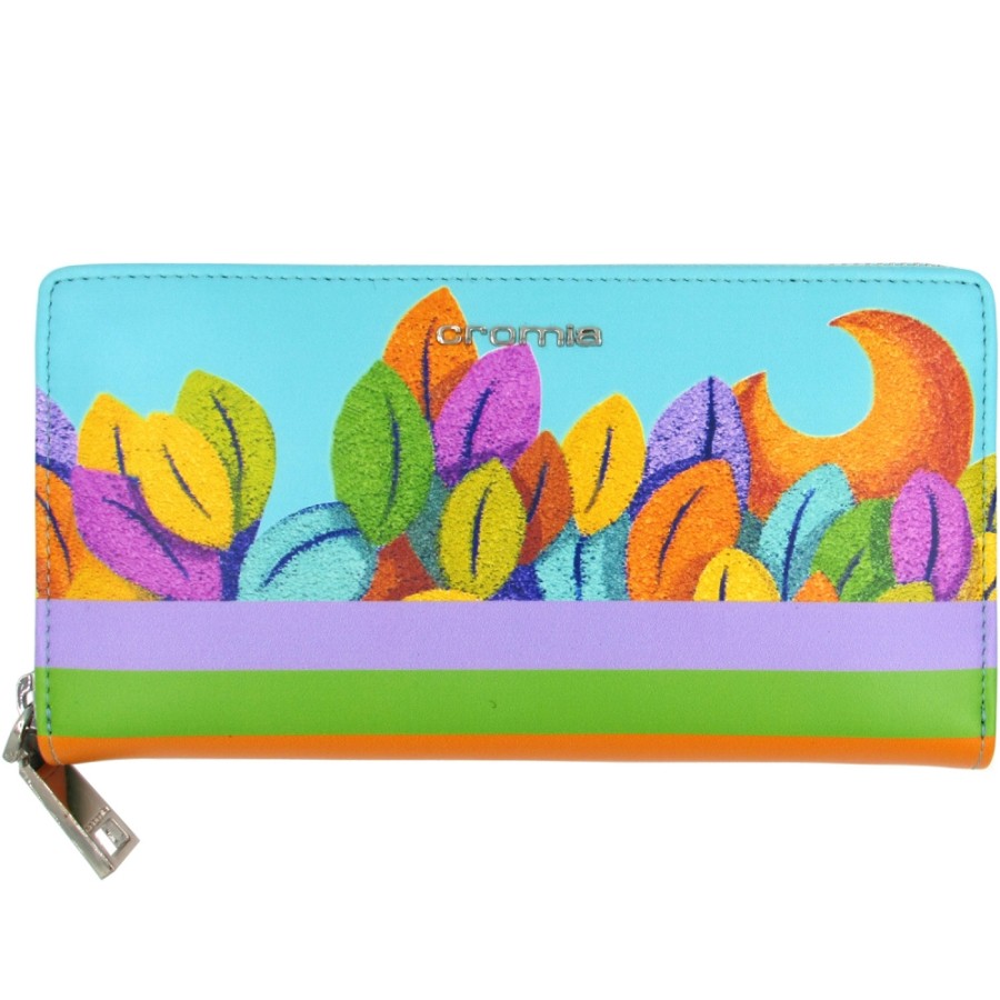 Ladies Accessories CROMIA | Cromia Women'S Leather Wallet With Tree Of Happiness By Stefano Calisti Painter 2640701