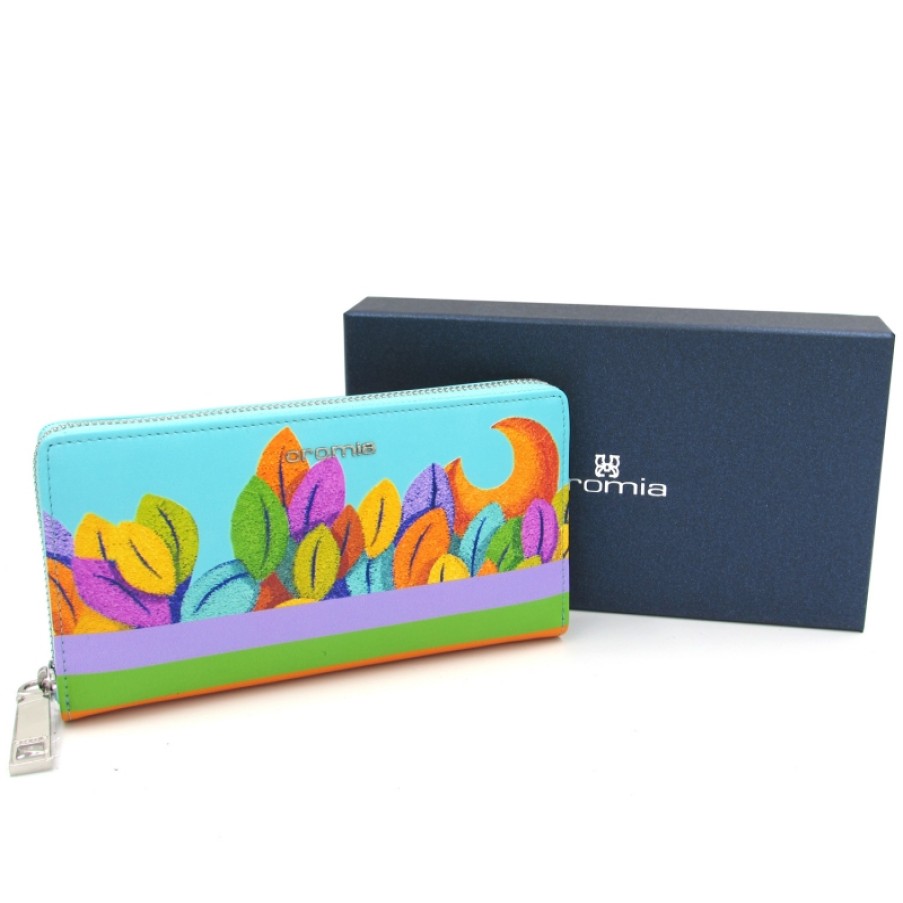 Ladies Accessories CROMIA | Cromia Women'S Leather Wallet With Tree Of Happiness By Stefano Calisti Painter 2640701