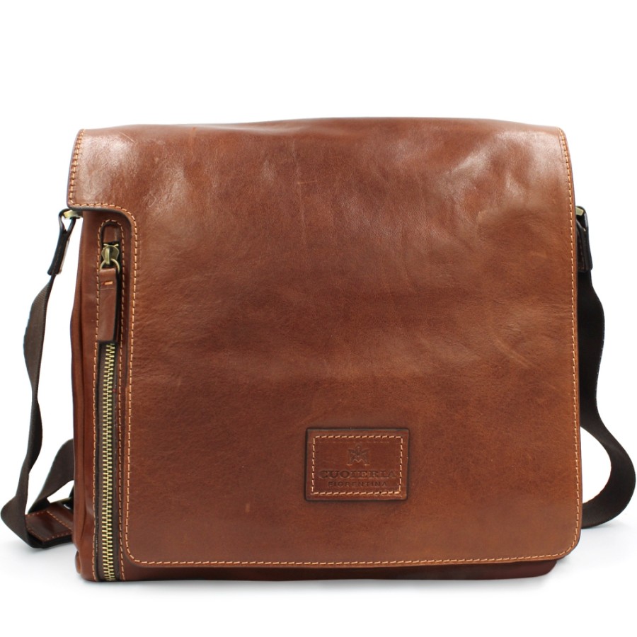 Mens Bags Cuoieria Fiorentina | Cuoieria Fiorentina Messenger Bag Of Vegetable Tanned Leather With Vintage Effect B000005040735