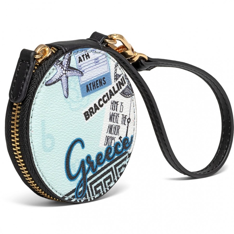 Ladies Accessories Braccialini | Braccialini Designer Pendant - Coin Purse With Prints Of Japan, Tiffany Color B16408