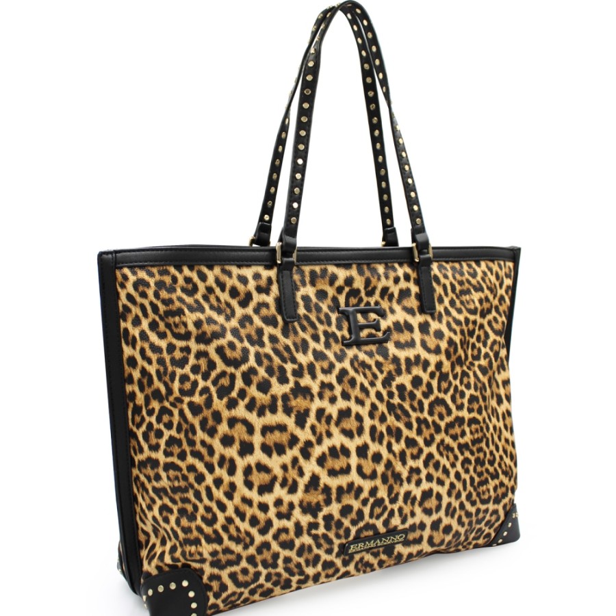 Ladies Bags ERMANNO Ermanno Scervino | Ermanno Ermanno Scervino Maxi Shopper Bag With Leopard Spotted Pattern 12401273