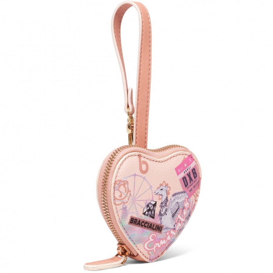 Ladies Accessories Braccialini | Braccialini Designer Pendant - Coin Purse With Dubai Prints, Pink Color B16408