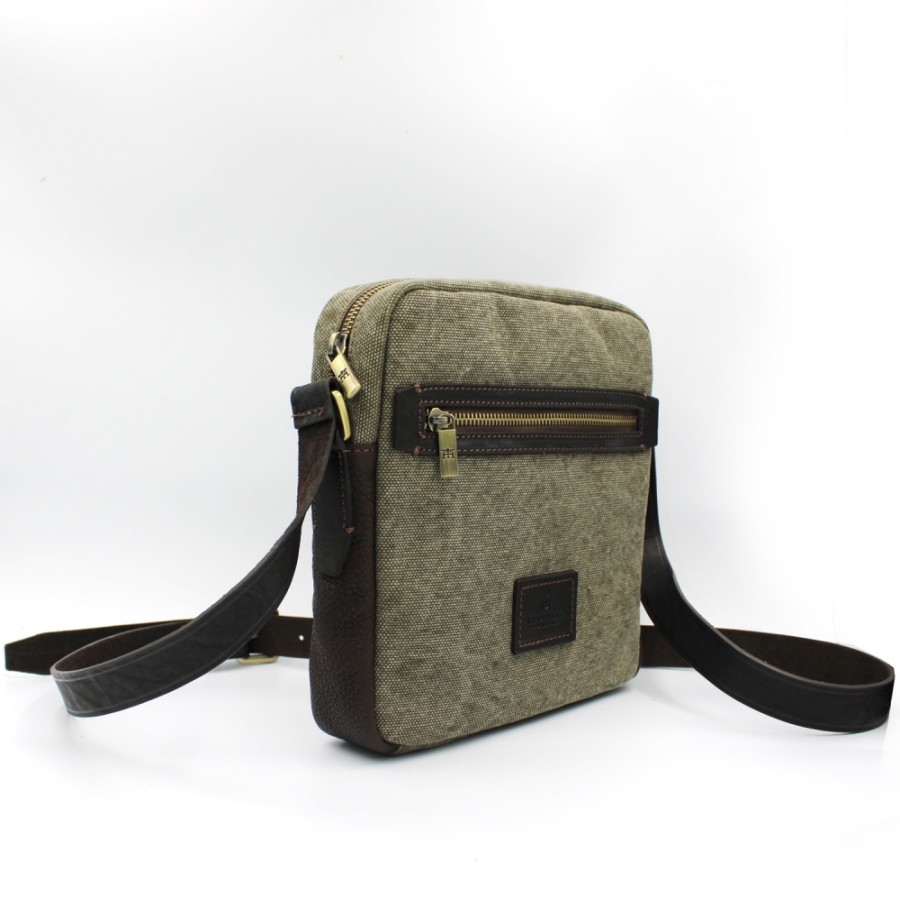 Mens Bags Cuoieria Fiorentina | Cuoieria Fiorentina Men'S Shoulder Bag Of Canvas And Real Leather, Made In Italy 5730175