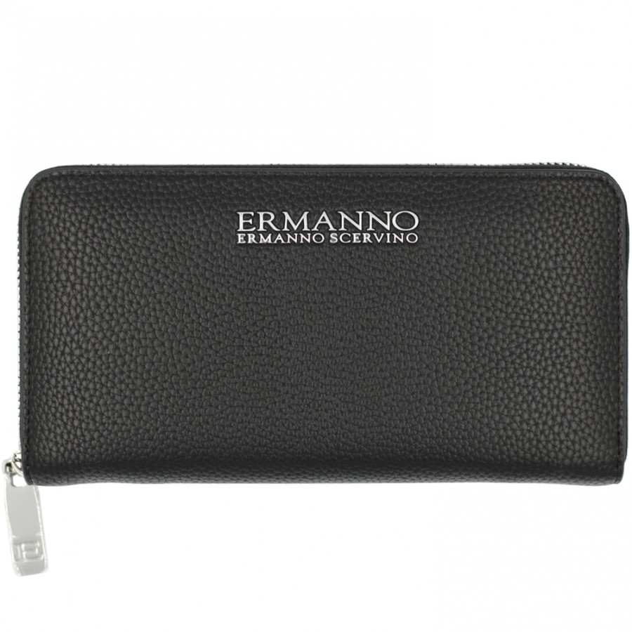 Ladies Accessories ERMANNO Ermanno Scervino | Ermanno Ermanno Scervino Women'S Black Zip-Around Wallet 12600211